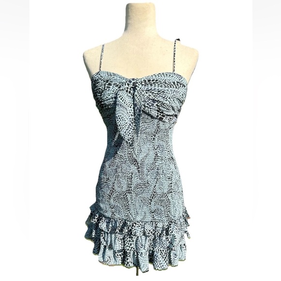 Cinq à Sept Edna Mini Rain Cloud Multi Tie-Strap Ruffle Hem Smocked Dress Size 6 - Picture 3 of 7